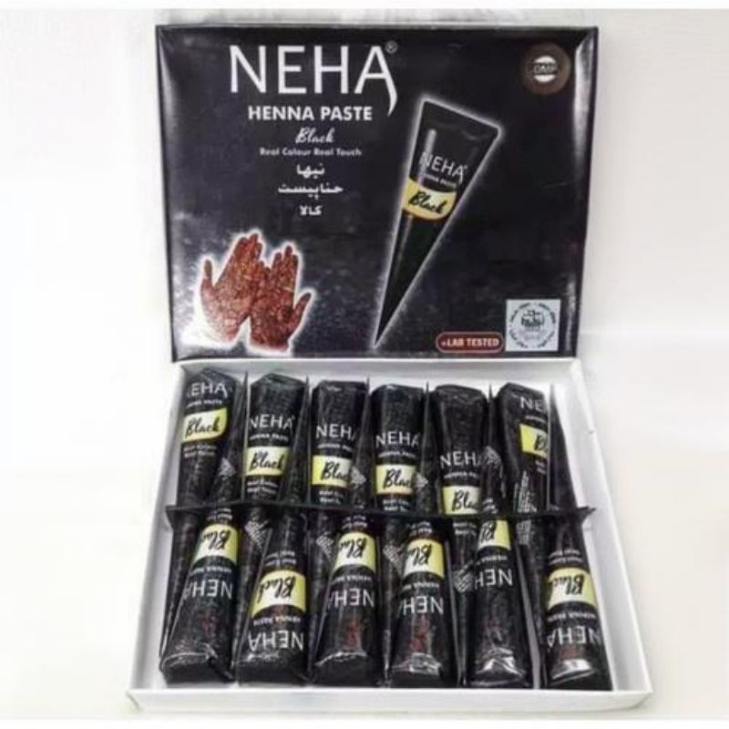 Henna Black Neha Mehendi Cone India - Henna Hitam netto 25g Natural Organik Herbal Henna Merah Hena 