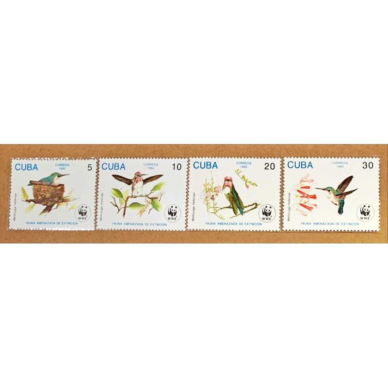 

(BA) PRANGKO C U B A 1992 WWF BEE HUMMINGBIRD 4V SERIES MNH.