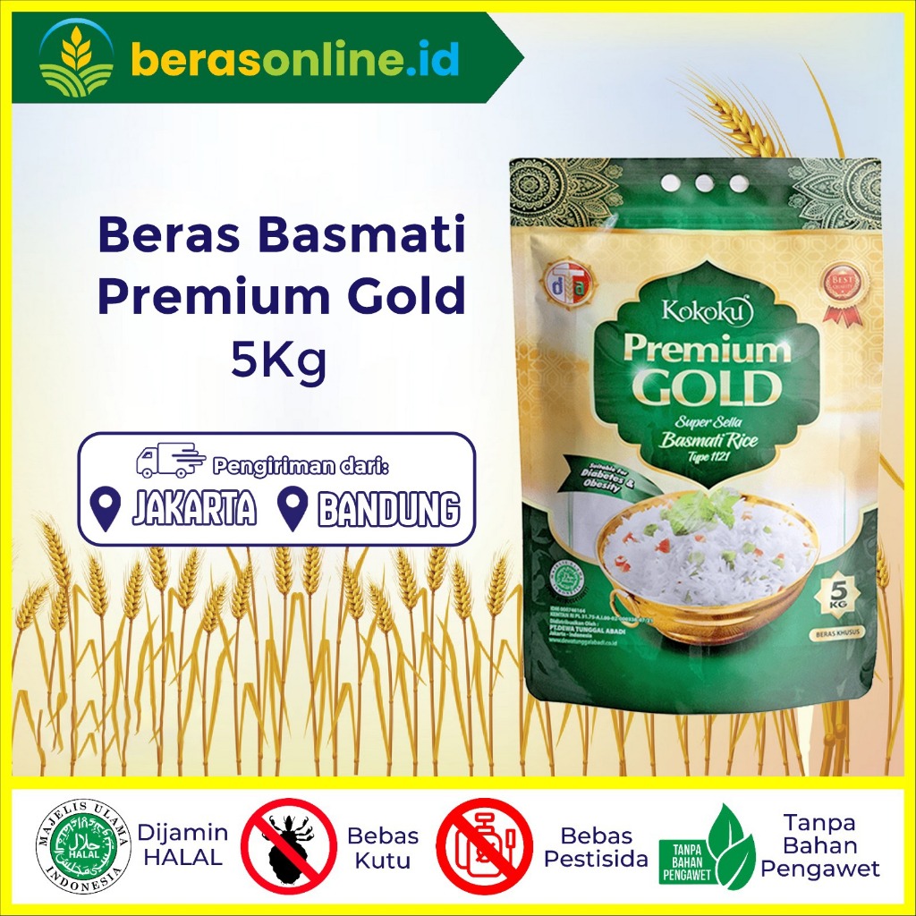 

Beras Online - Beras 5kg Basmati Gold Super Sella Beras Import
