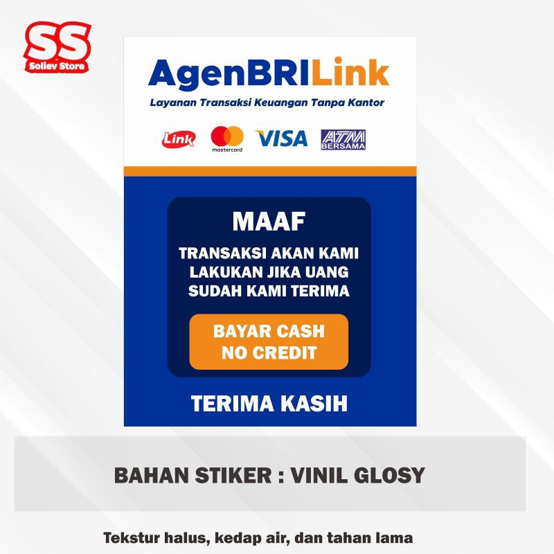 

STIKER PENGUMUMAN BRILINK TRANSAKSI AKAN KAMI LAKUKAN JIKA UANG SUDAH KAMI TERIMA