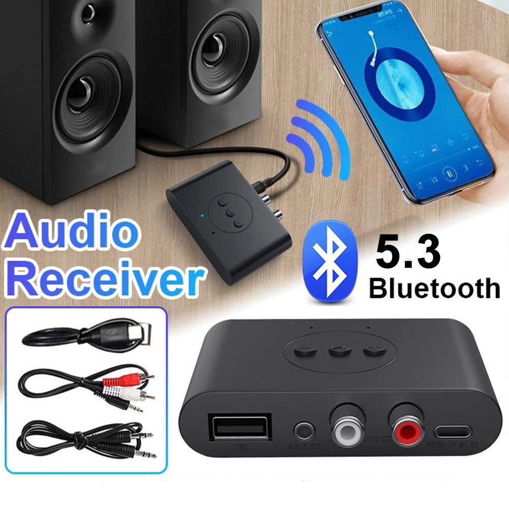 Penerima Audio Bluetooth 5.3 U Disk RCA 3.5mm AUX USB Stereo Music Wireless Adapter Dengan Mic Untuk