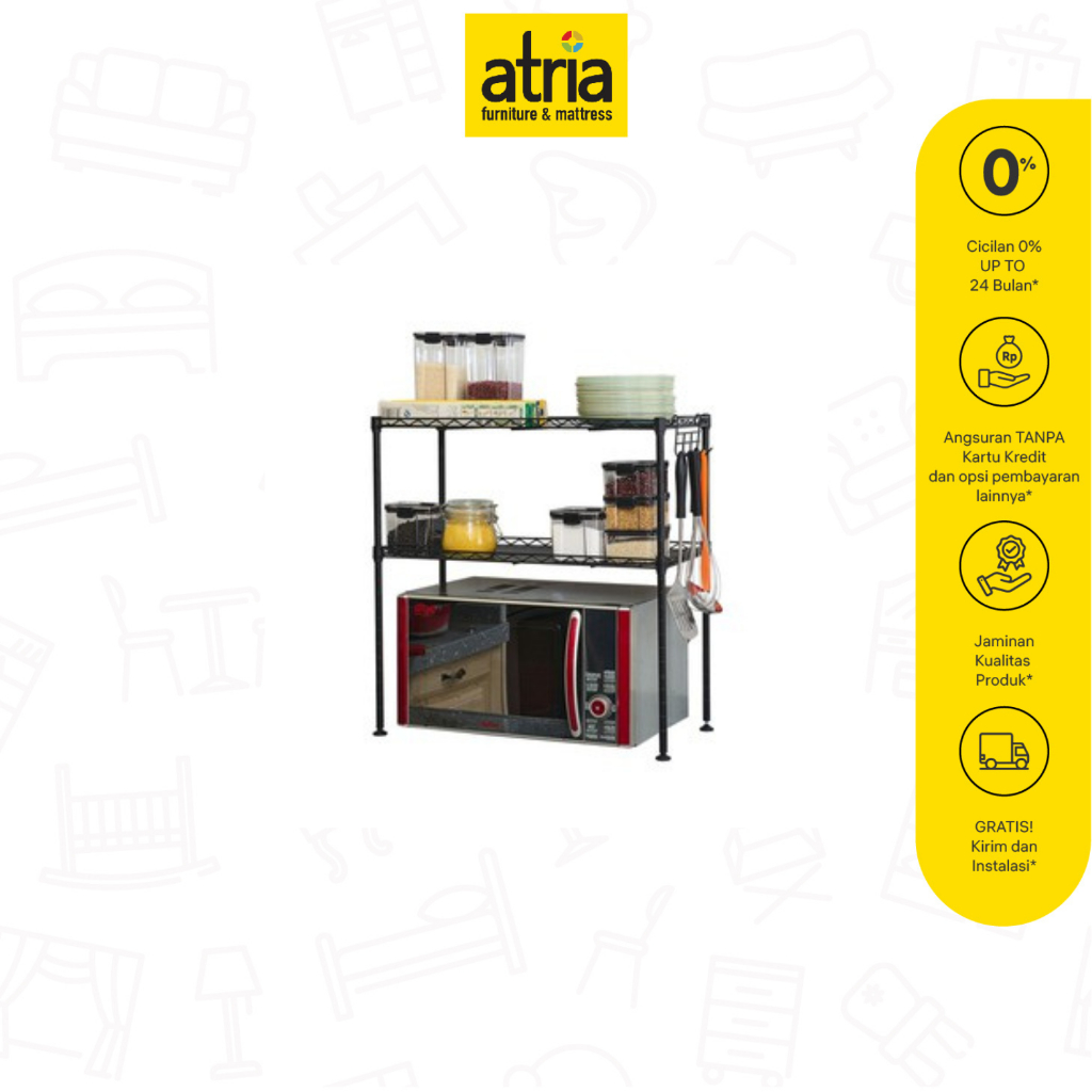 Atria Rak multifungsi Oven Besi Dalton Black 2 Tier