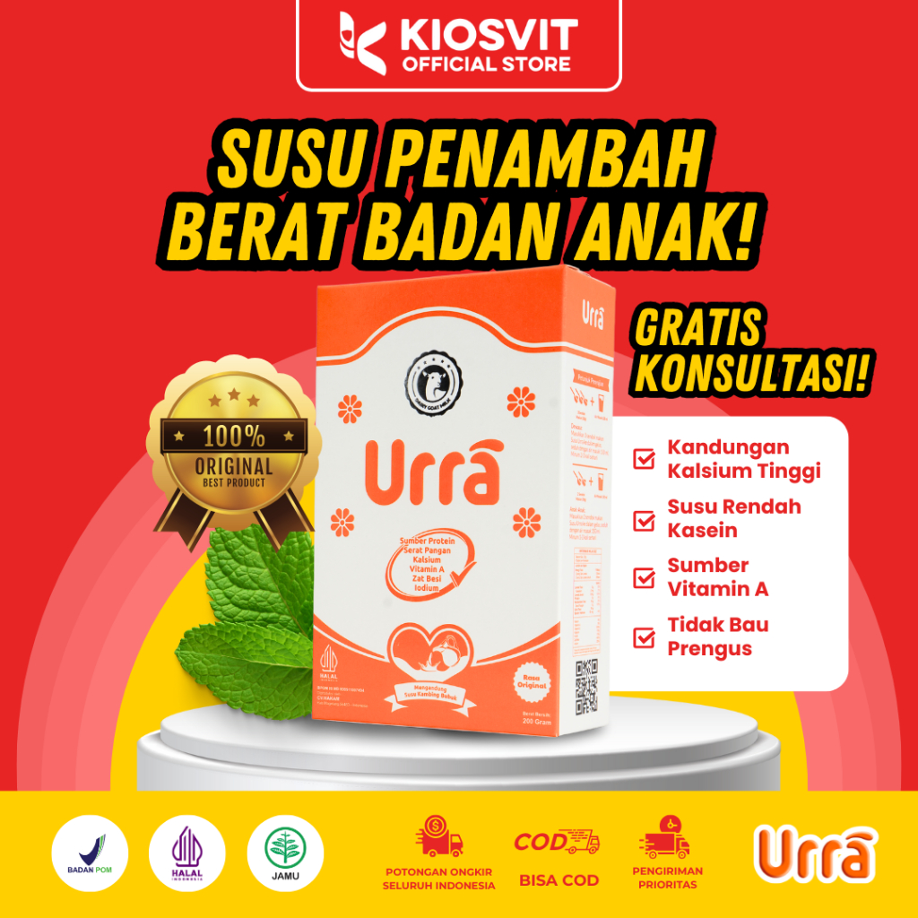 

SUSU URRA Susu Penambah Berat Badan Anak dan Daya Tahan Tubuh Anak Susu Kambing Saneen BPOM
