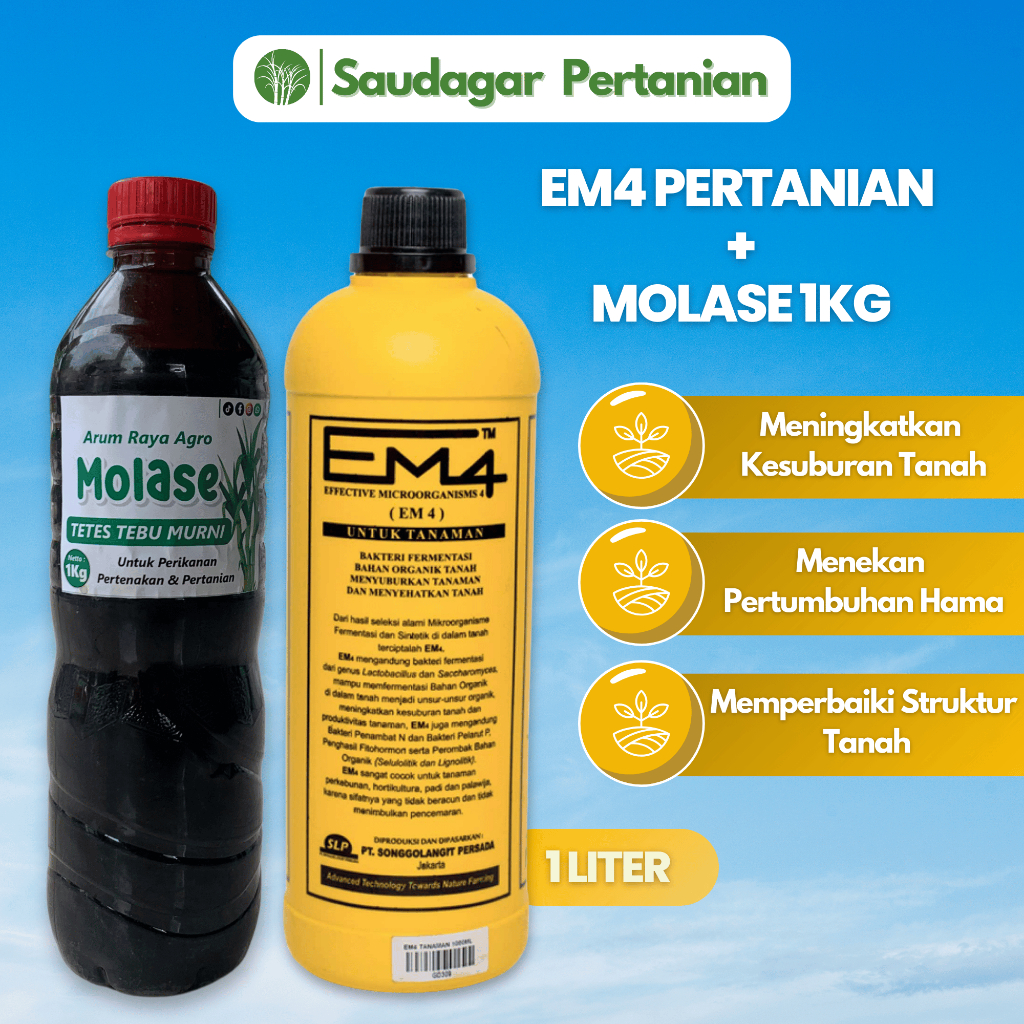 Paket EM4 Pertanian 1 Liter dan Molase 1Kg