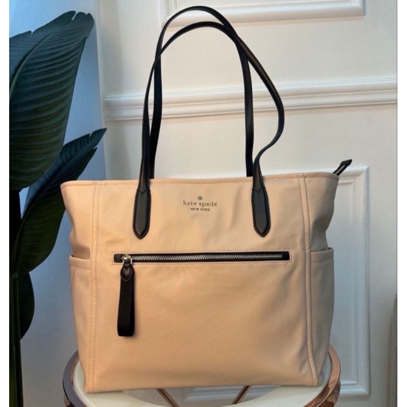 ks bag chelsea nylon large tote warm beige
