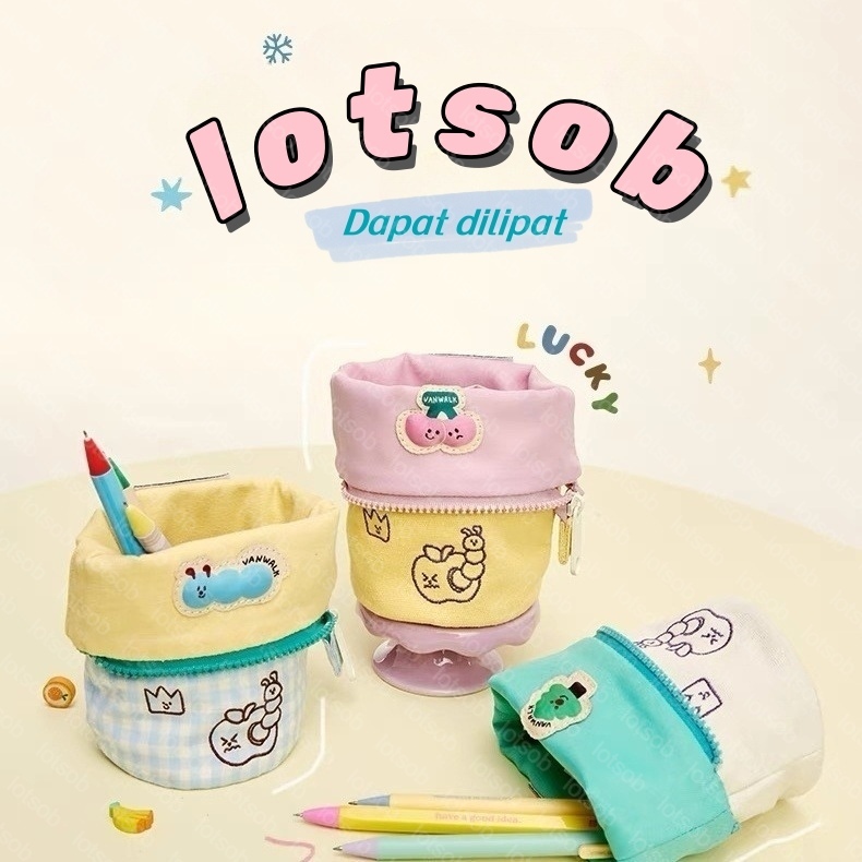 

Tempat Pensil Yang Bisa Dilipat/Tas Pena Tempat Pena Kreatif/Tas pulpen lucu/ Tempat Pulpen Tiga Dimensi/Round Tube Vertical Flip Stationery Foldable/Large Capacity Pencil Case