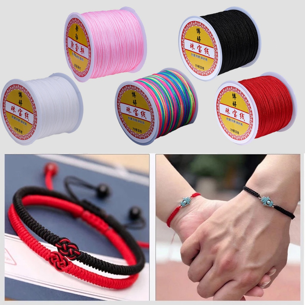 0.8Mm Tali Giok Cina Simpul Bahan Benang Nilon Untuk Gelang Super Kuat Tali Bahan Craft 1