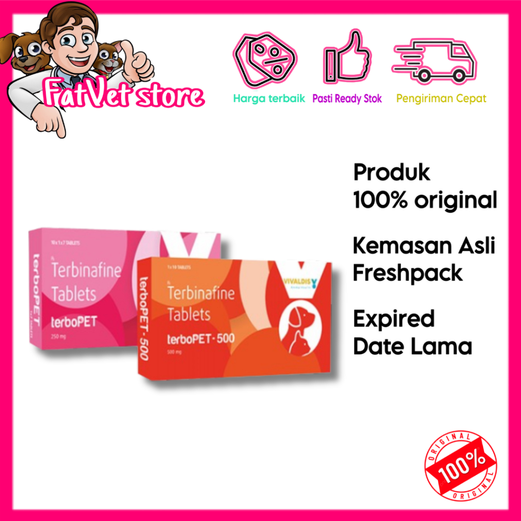 Terbopet terbinafine 250mg tablet anti jamur kulit hewan 10tabs/box