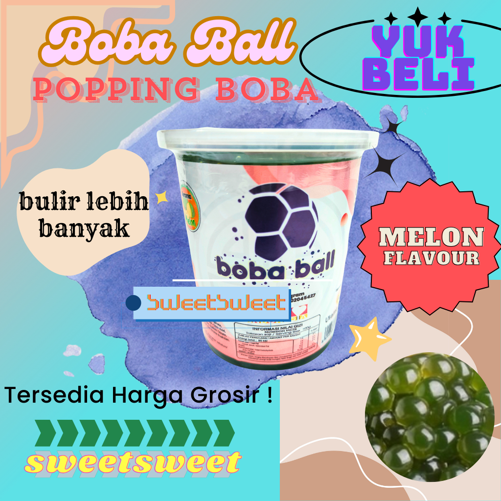 

Sweetsweet Popping Bobaball Melon kemasan 1 kg Toping | Minuman Kekinian | COD dan Grosir