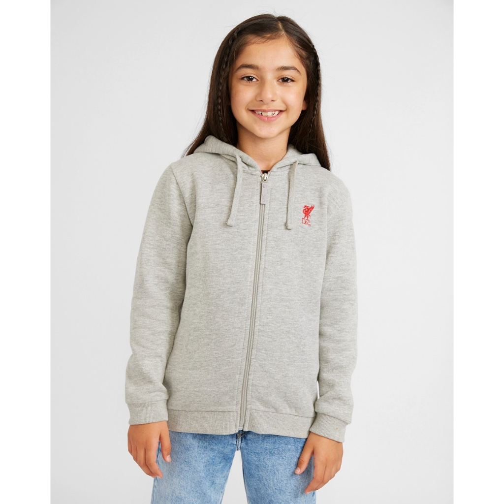 Liverpool FC  Junior Grey Zip Through Hoody  - Official LFC Jaket Original Anak