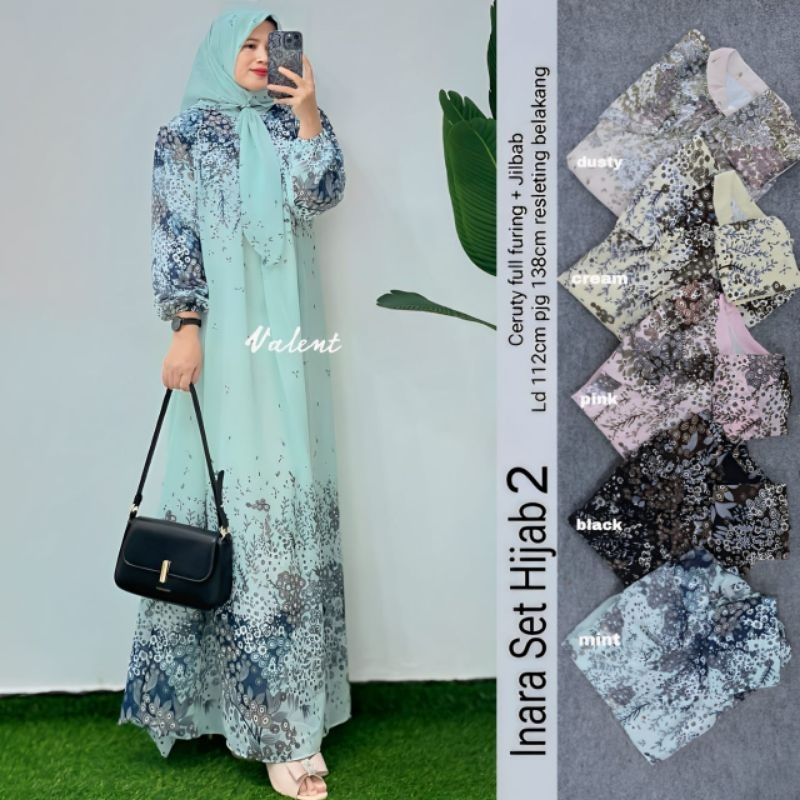 Inara set Hijab by Valent fashion||maxy dress include hijab