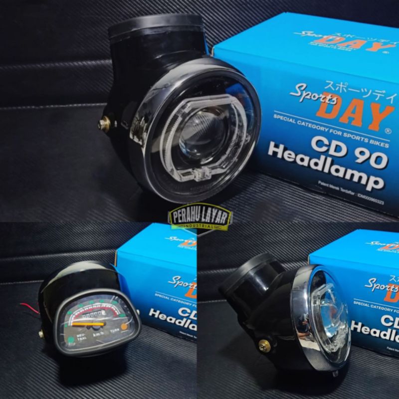 BATOK CD IMPORT DAY SET LAMPU BILED + SPIDO FUNGSI BATOK LAMPU CD DAY IMPORT + batok headlamp depan 