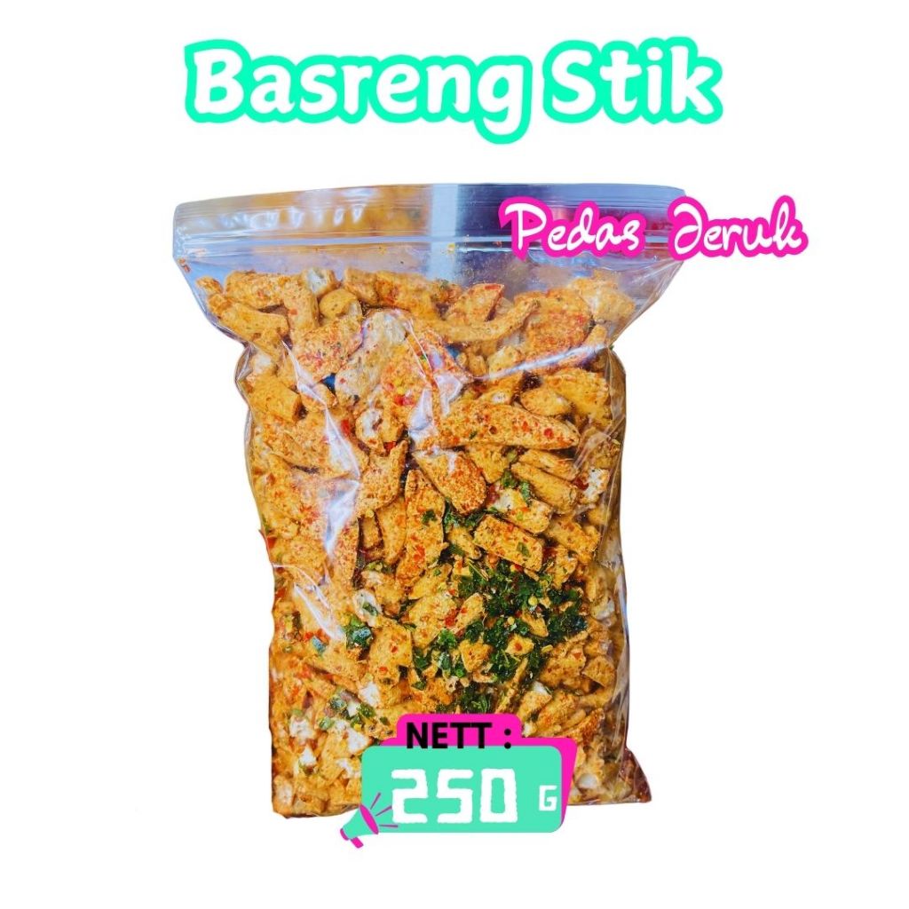 

Cemilan Basreng Pedas Daun Jeruk/Basreng Viral Kemasan 250 GR