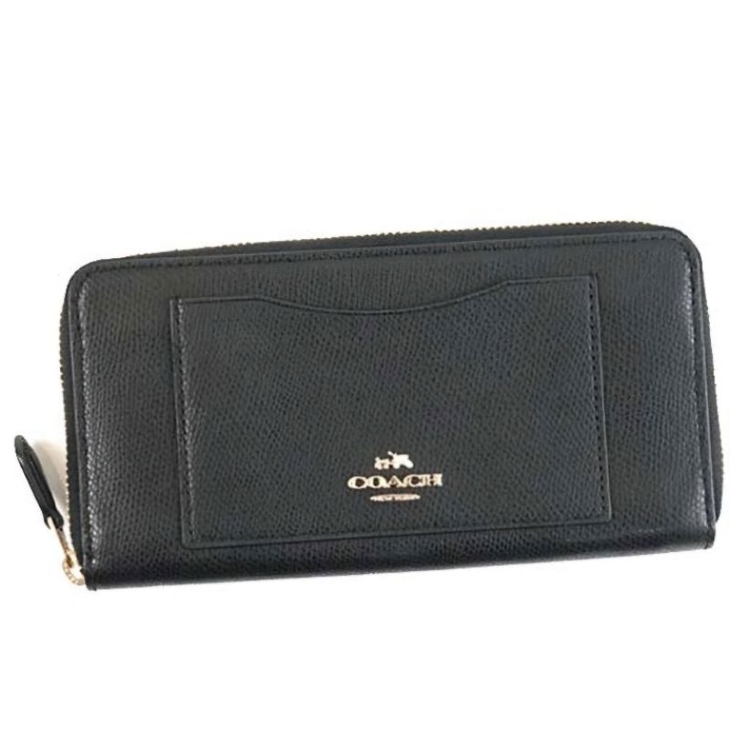 COACH Leather Zip Around Long Wallet in Black Colour Authentic (PRELOVED) warna hitam / Dompet Panja