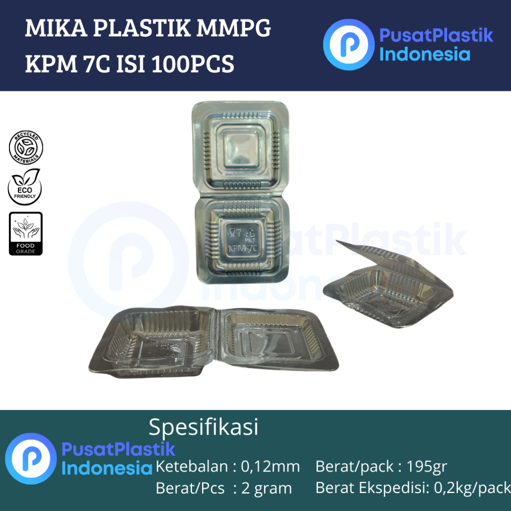 100pcs Mika Plastik Weetan KPM 7C | Mika Kue Makanan Uk 7C Ukuran dalam 6cm x 6cm Tinggi 2,5cm harga