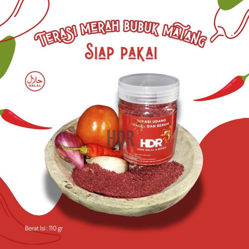 

Terasi Merah Bubuk Matang 110gr/Terasi siap saji