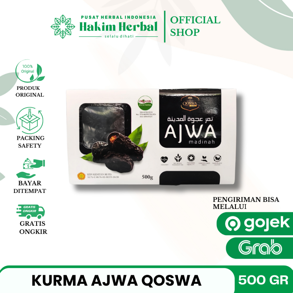 

KURMA AJWA MADINAH Merk Qoswa Arabian Dates Platinum 500 g