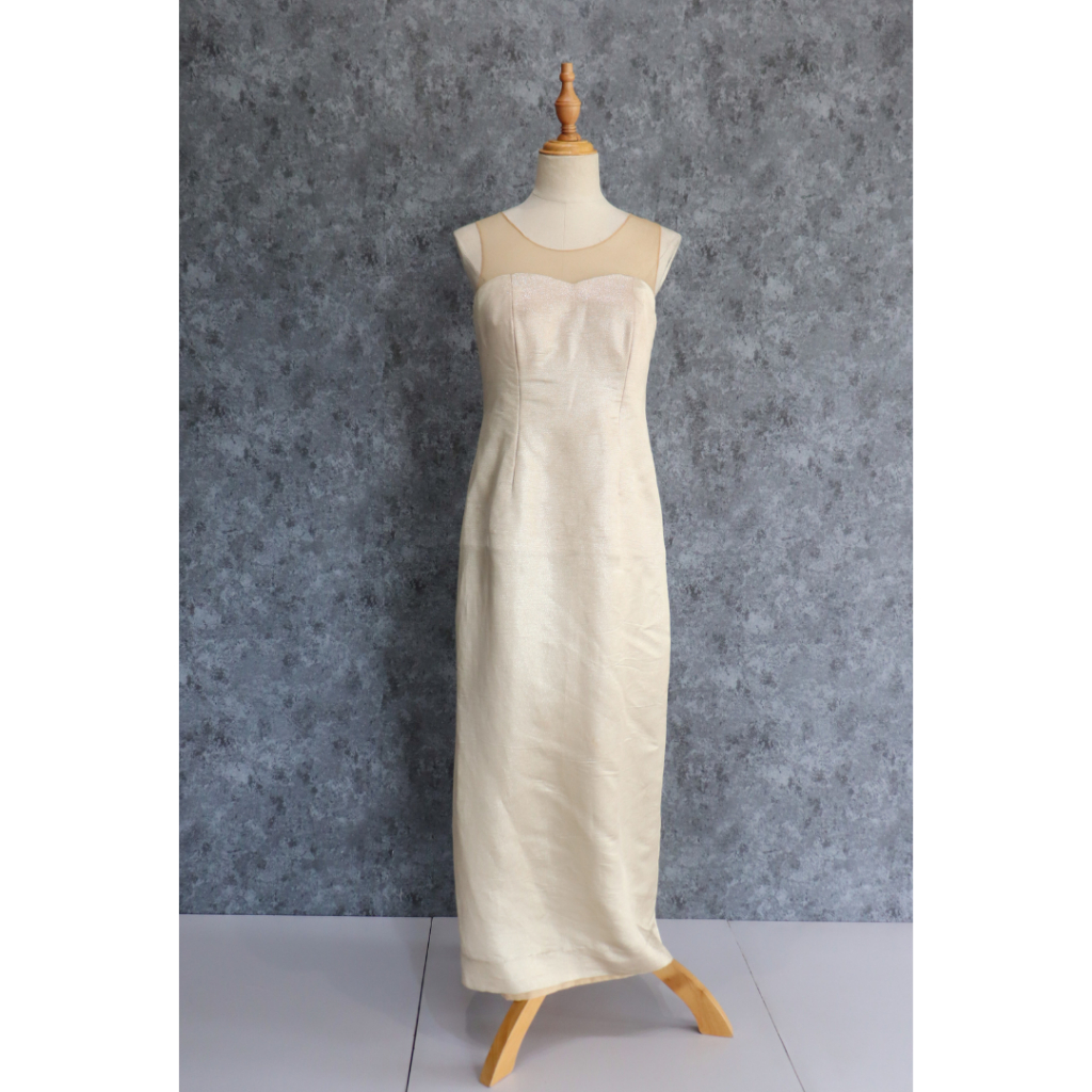 Gold Velvet Simple Dress Gaun Pesta Preloved Second