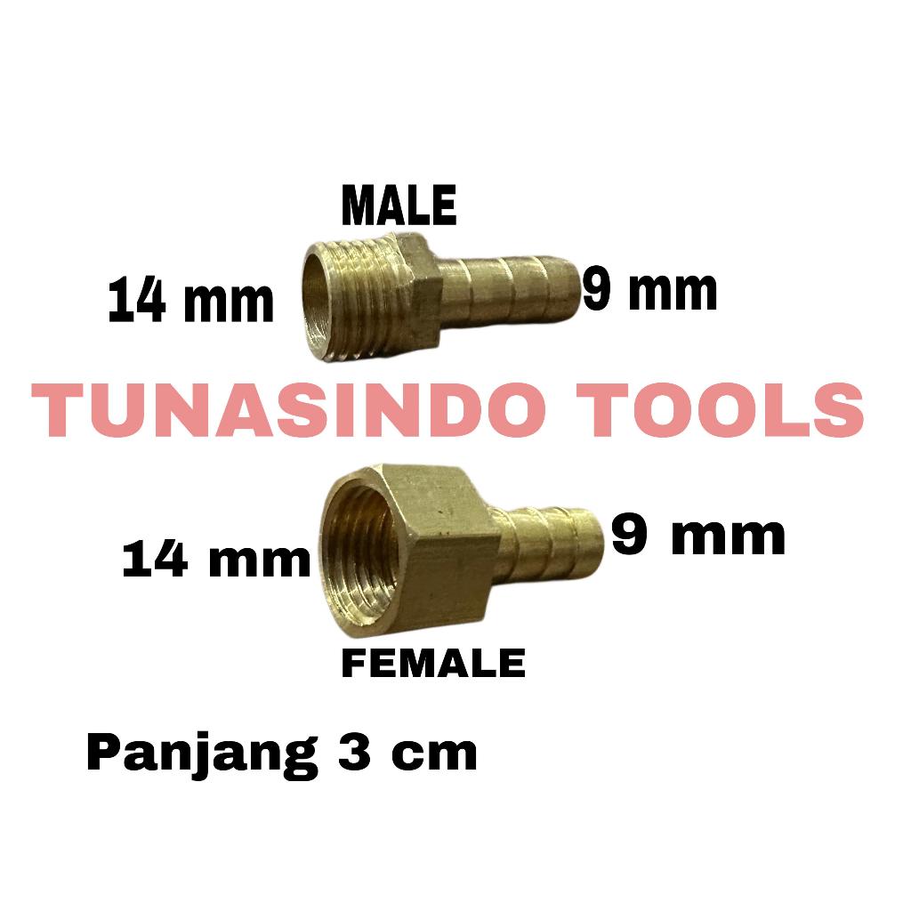 Nepel selang kuningan drat luar dalam 10 mm nepel sambungan selang neple sanchin