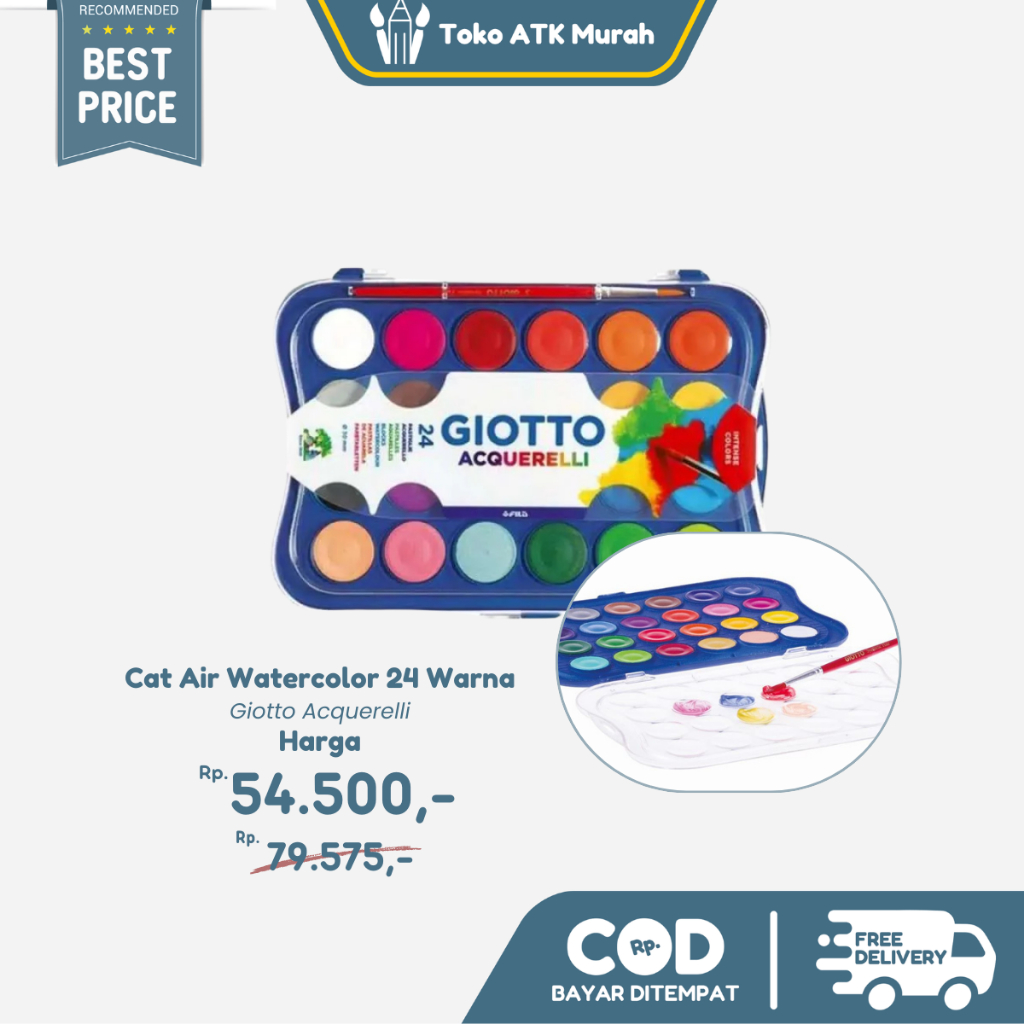 

Giotto Acquerelli 24 Warna ( Water Color Cake / Cat Air )
