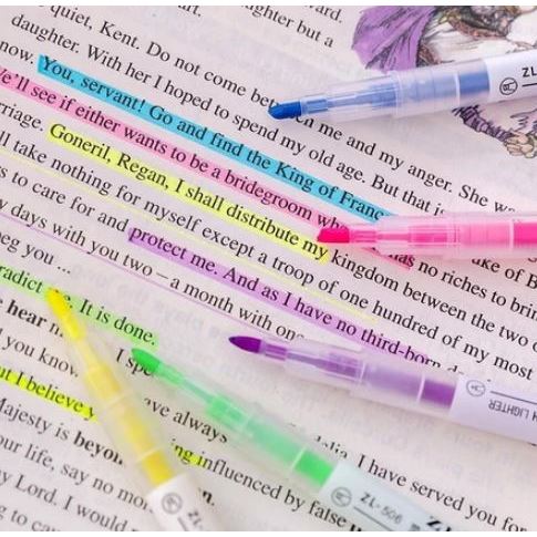 

( 1 Set isi 6 pcs ) Stabilo 2 sisi Pastel Highlighter pen Warna Marker Diary