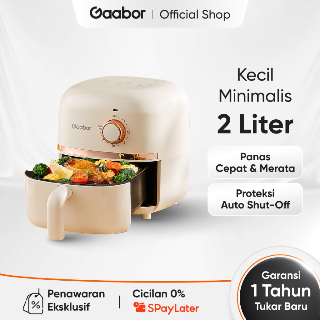 Gaabor MINI Air Fryer Kecil 600W Low Watt (AF20M Series)