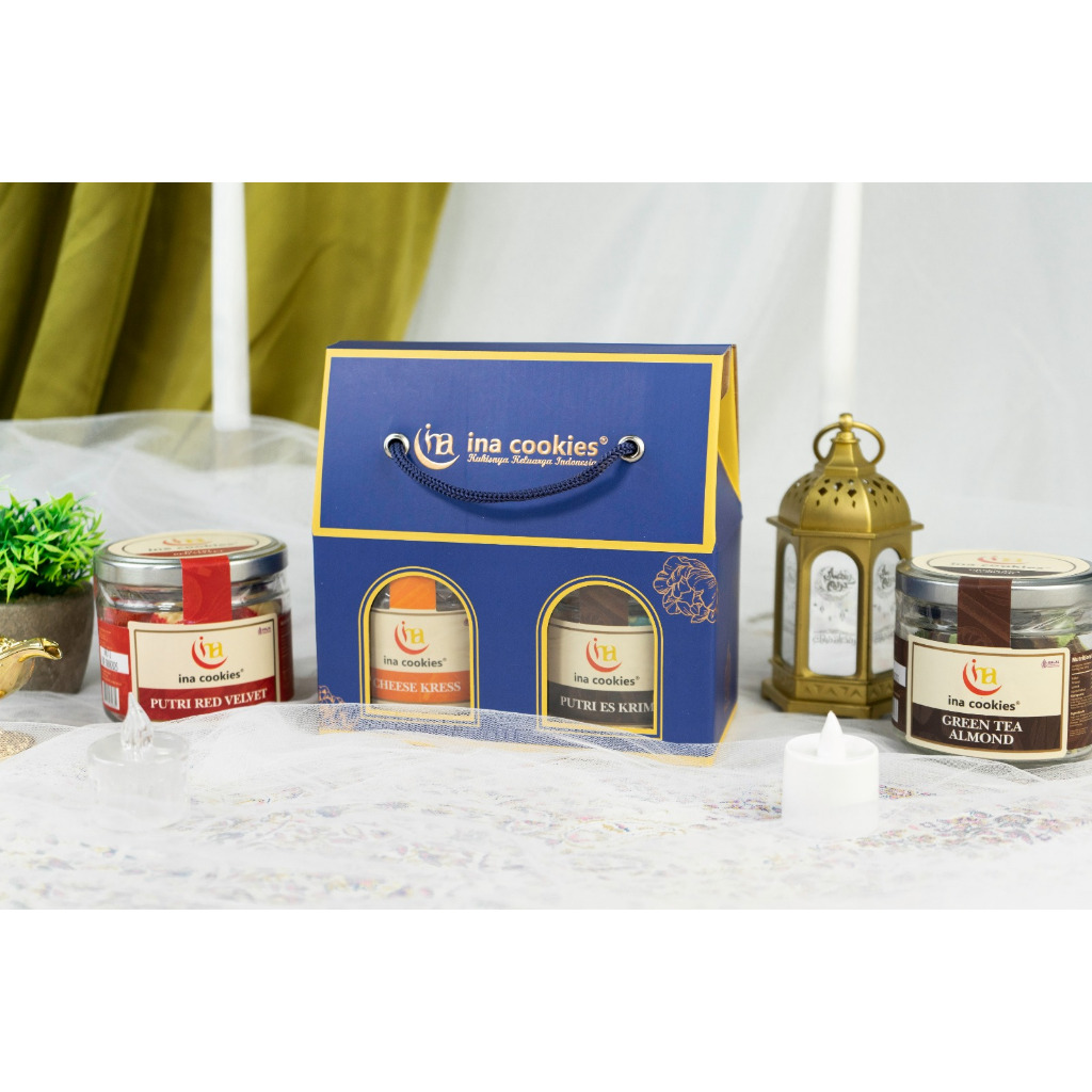 

HAMPER GABLE JAR KUE KERING INA COOKIES TOPLES KACA PAKET KEMASAN FREE BOX