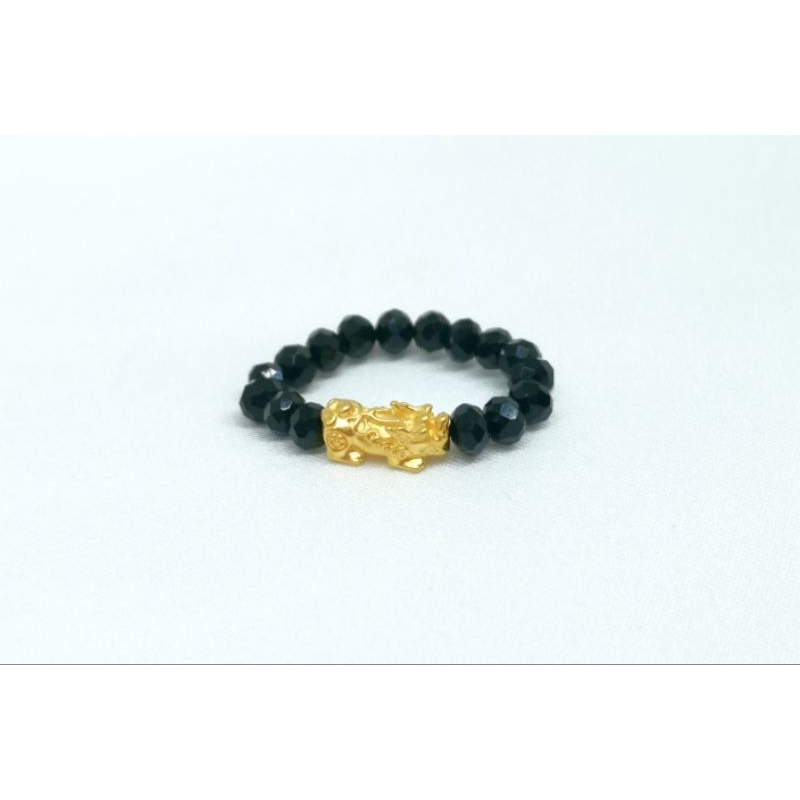 Cincin Emas Asli Naga 24K Hongkong 999% Batu Crystal