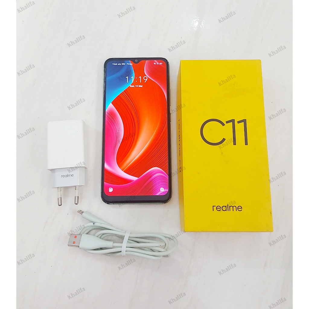 Full Set Handphone Android Realme C11 RMX2185 Warna Hijau Mint RAM 2G Room 32G 2GB/32GB Smartphone N