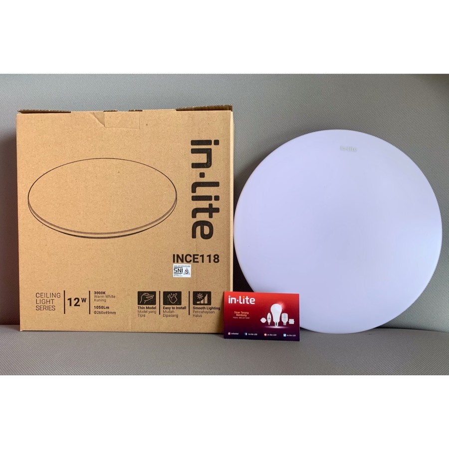 LAMPU LED PLAFON BARET CEILING LIGHT BULAT TEMPEL INLITE 12W 12 WATT