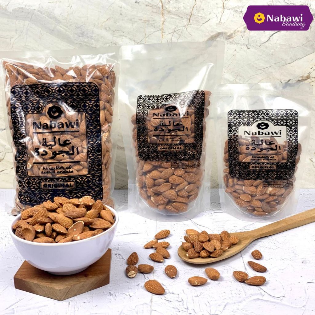 

Kacang Almond Tanpa Kulit Kacang Almond Matang Panggang Roasted Almond Oleh Oleh Haji dan Umroh Nabawi Bandung