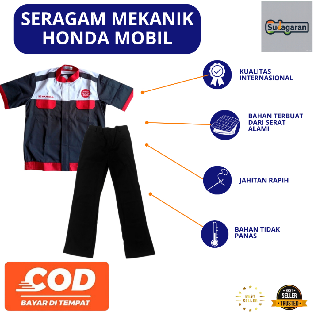 Wearpack Honda Mobil New / Wearpack Honda Mobil / Wearpack Honda Merah Hitam / Wearpack Bengkel Hond