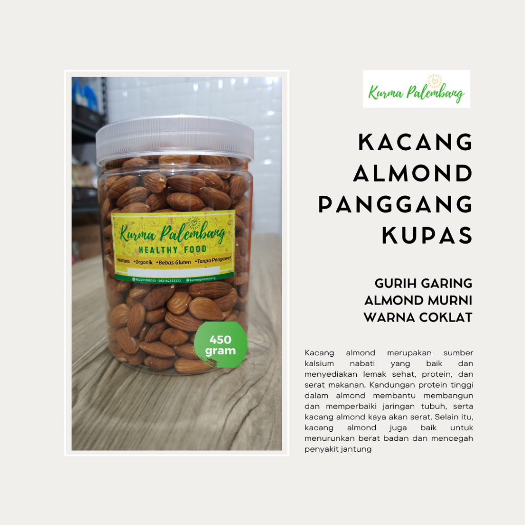 

Kacang Almond Kupas Panggang 450 gram