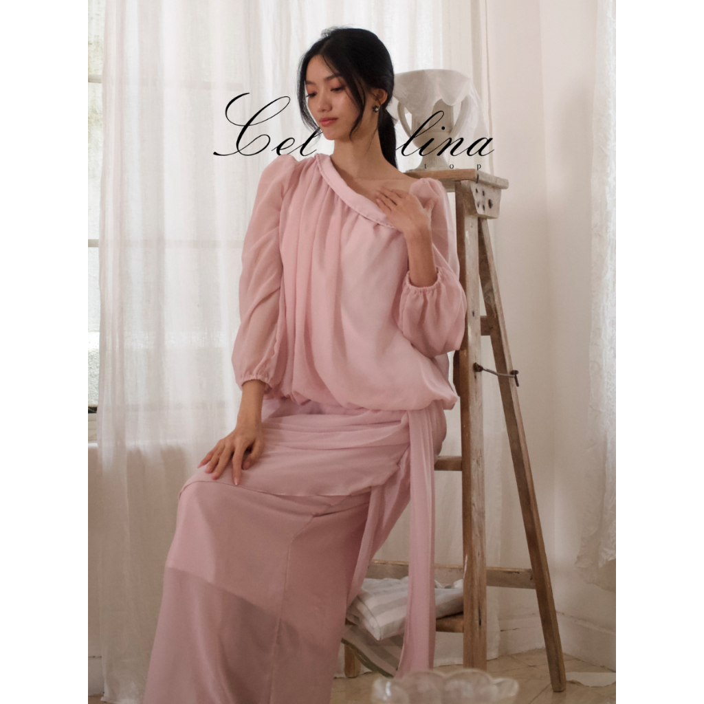 Cellina Top || Swuave Wear Swuave.wear Asymmetrical Asimetris Collar Long Puff Sleeves Balloon Balon