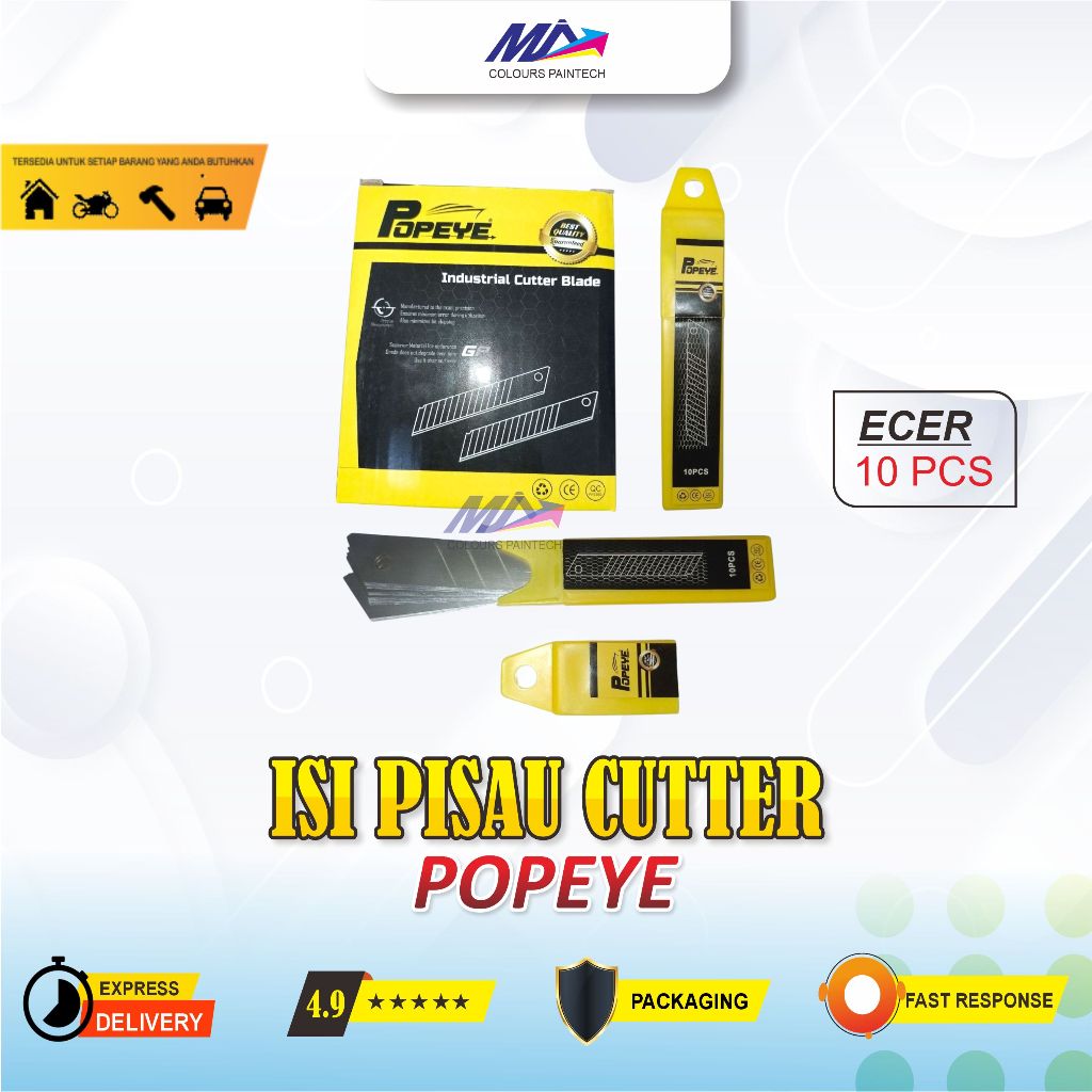 

[ISI 10 PCS] ISI CUTTER POPEYE BESAR 18mm REFILL PISAU KATER BAJA LEBAR BAGUS MURAH tipe model L150
