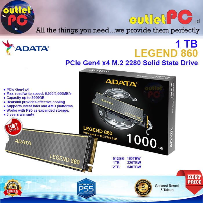 ADATA SSD LEGEND 860 NVME M.2 1TB 2280 PCIE 4.0 GEN4 X4 1 TB 1T 1-TB Gen4x4 1000GB 1000