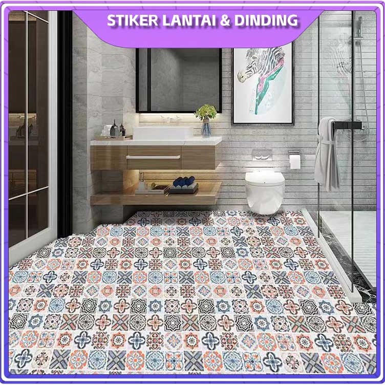 Super Stiker Kamar Mandi anti air 1M2M5MWallpaper Lantai Kamar Mandi PVC Stiker Perekat Diri Stiker 