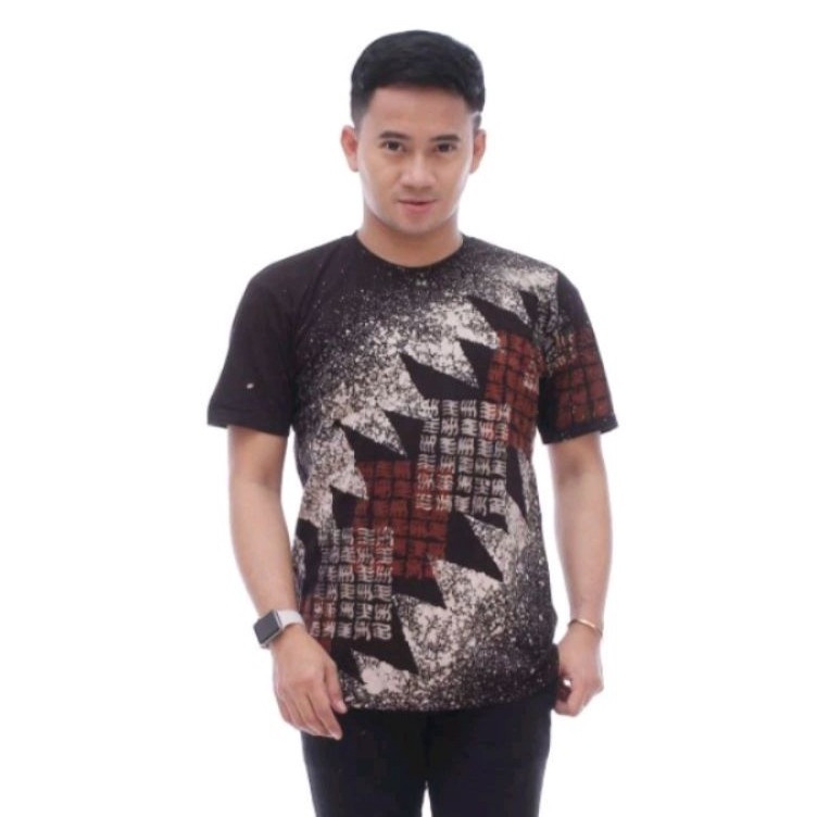 KODE R9B Kaos Batik Motif Etnik Murah Pria Wanita Kaos Dewasa Batik Pria Kaos Oblong Batik Modern