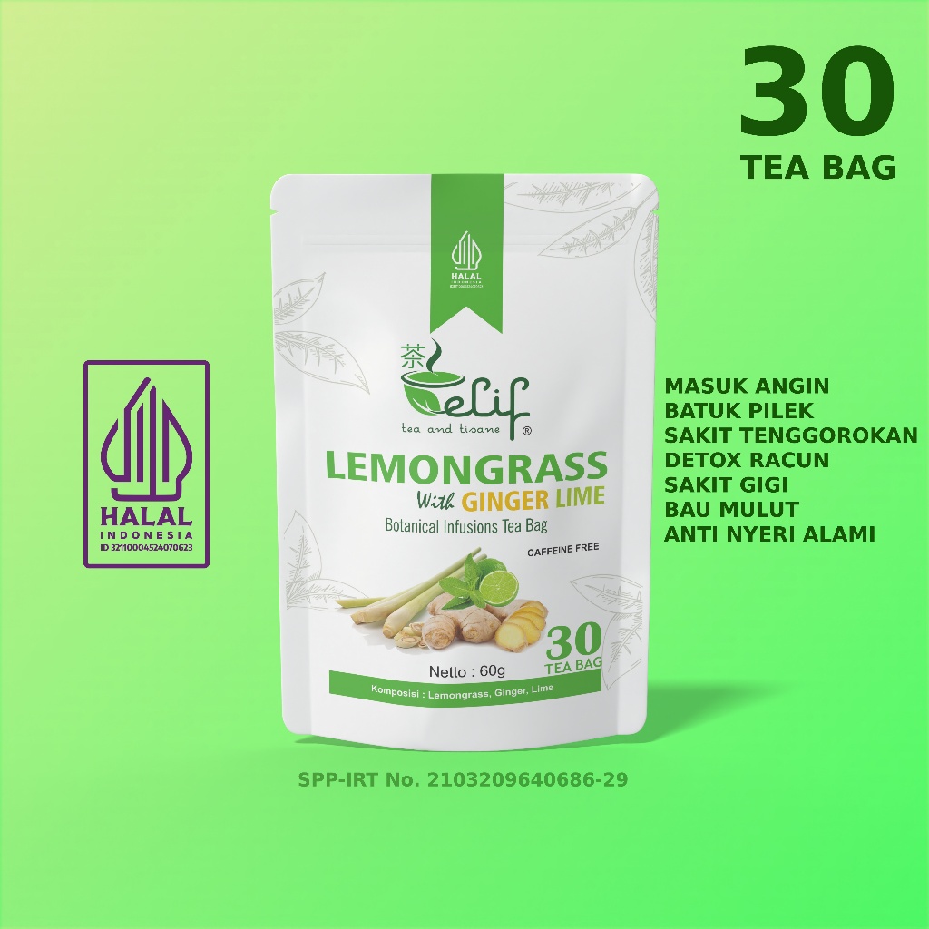 

MAR ELIF TEA AND TISANE Teh Serai Jahe Jeruk Nipis Lemongrass Ginger Lime Tea 30 Tea Bag
