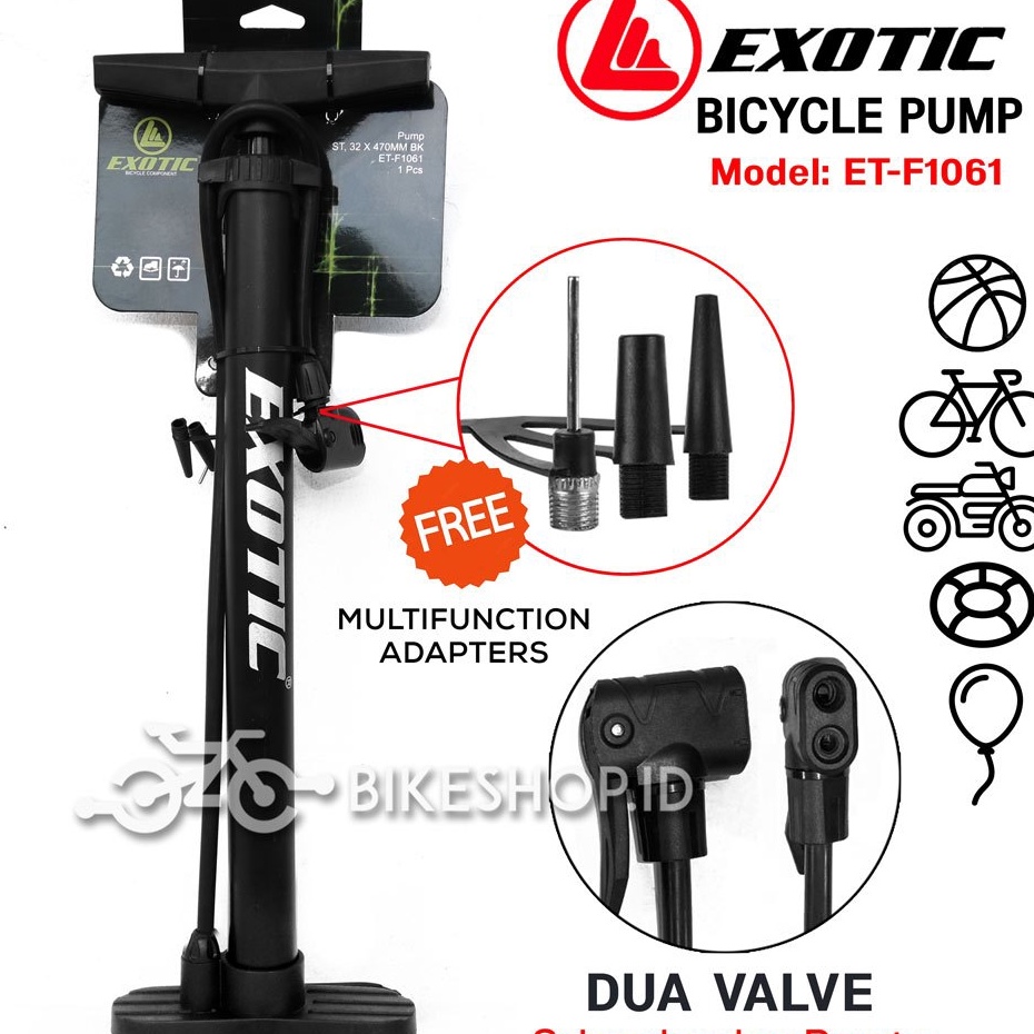 Gratis Pompa Angin Ban Sepeda dan Motor Kompa Exotic Manual Dual Pentil Steel PVC Bicycle Pump Bola 