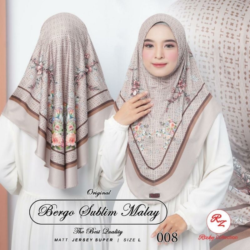 JILBAB INSTAN SUBLIM MALAY PRINTING non ped by RIZKY COLLECTION