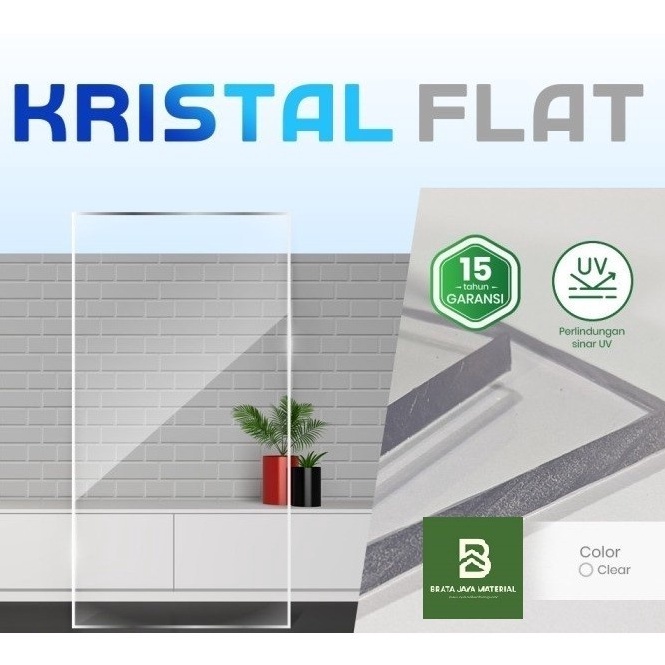 Spesial Kristal Flat Atap Kanopi Polycarbonate 15mm Polikarbonat Poly