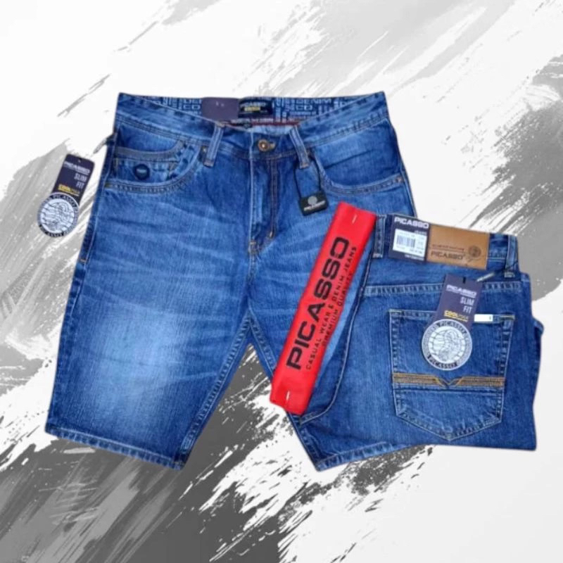 celana jeans pendek pria picasso original