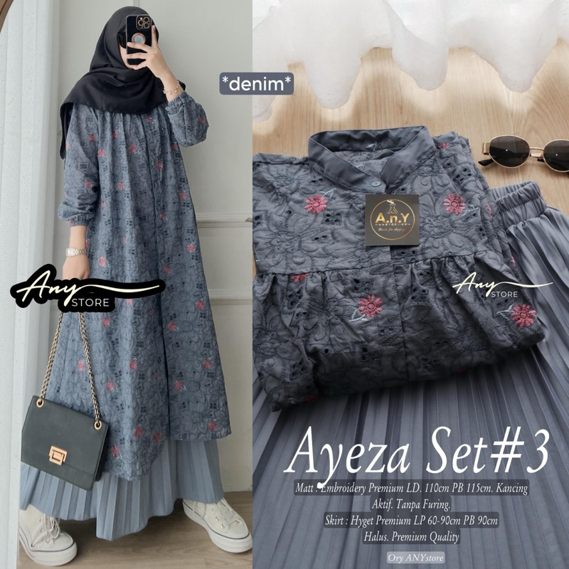 ayeza aleza tunic kondangan setelan tunik dan rok by A.N.Y long tunic jumbo ld 120 CM rok panjang pl