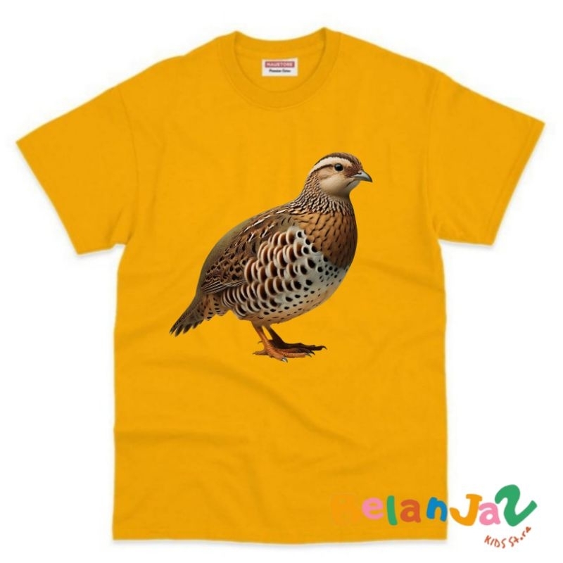 BAJU ANAK KAOS ANAK MOTIF GAMBAR BURUNG PUYUH ATASAN ANAK FREE NAMA