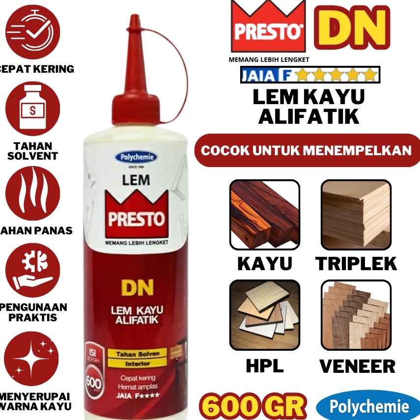 Diskon LEM KAYU ALIFATIK PRESTO DN 6G LEM PRESTO LEM KAYU SERBAGUNA LEM DN