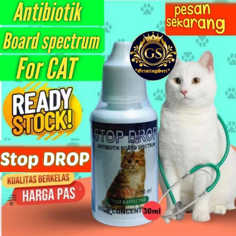 ANTIBIOTIK UNTUK KUCING Stop Drop Netto 30ml  mengatasi demam flu berat dan antibiotik untukKucing S