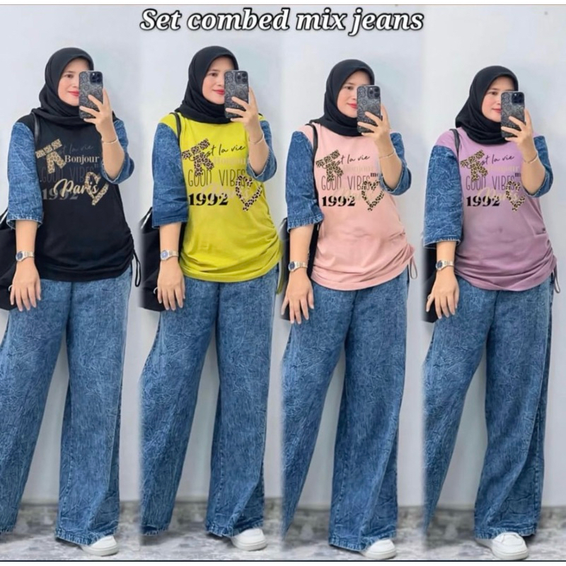 set jeans wanita setelan celana jeans wanita set cel wanita set wanita