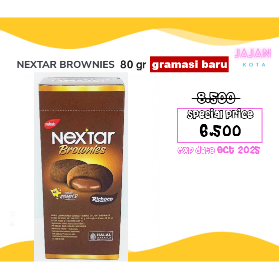 

Nextar Brownies Cookies Kotak 80 gram (8 x 10 gram)