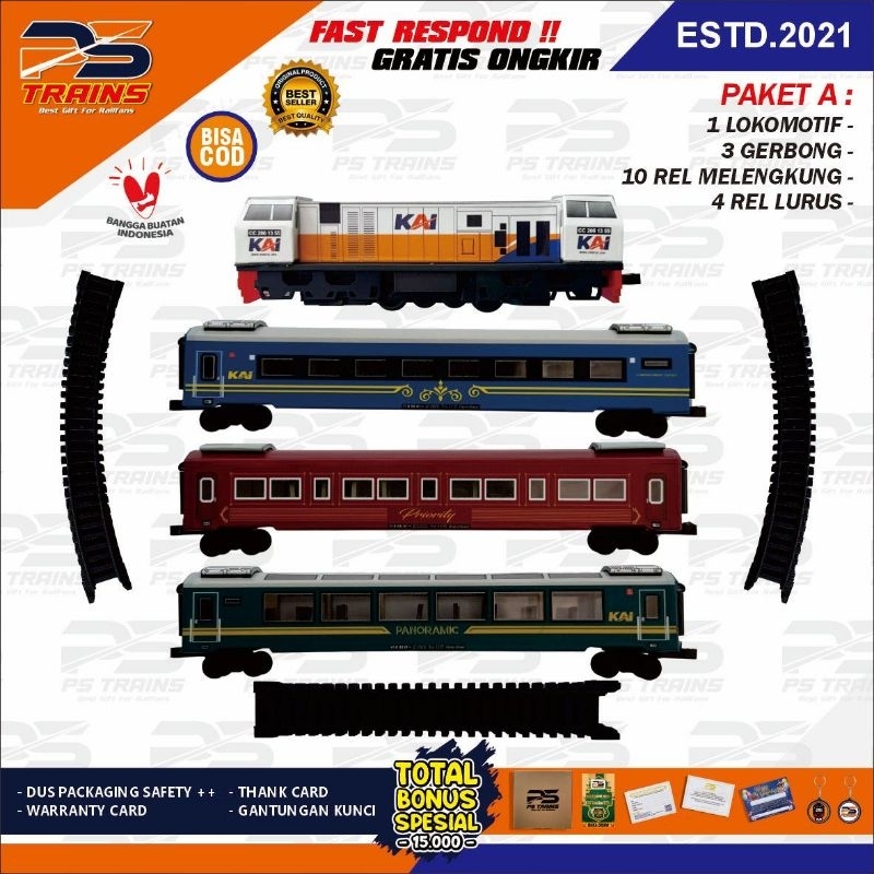 [ MESIN EKSLUSIF ] RANGKAIAN MAINAN MINIATUR KERETA API CC206 KLB COMPERTEMNT, PANORAMIC, PRIORITY